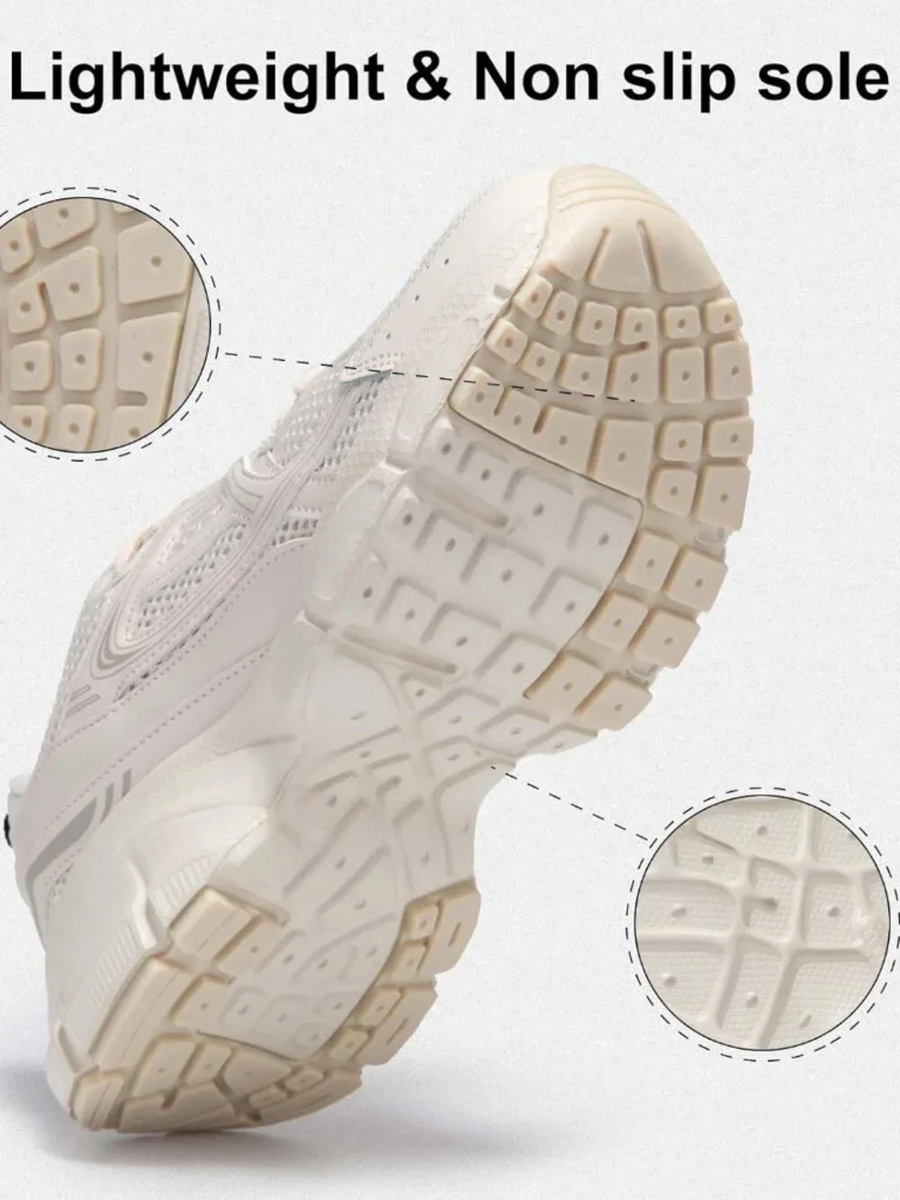 Women's Beige Chunky Fashion Sneakers Casual Sports Shoes Mesh Athletic